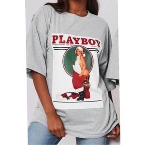 Playboy x Missguided Gray Christmas Magazine Print T Shirt